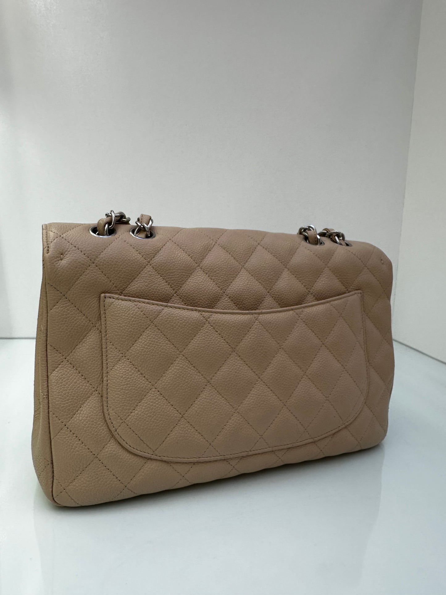 Chanel Jumbo Single Flap Beige Caviar SHW