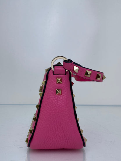Valentino Pink Rockstud Grainy Calfskin Crossbody Bag GHW