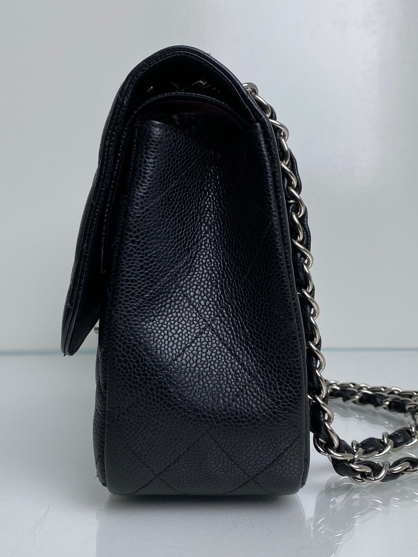 Chanel Classic Jumbo Black Caviar Double Flap SHW