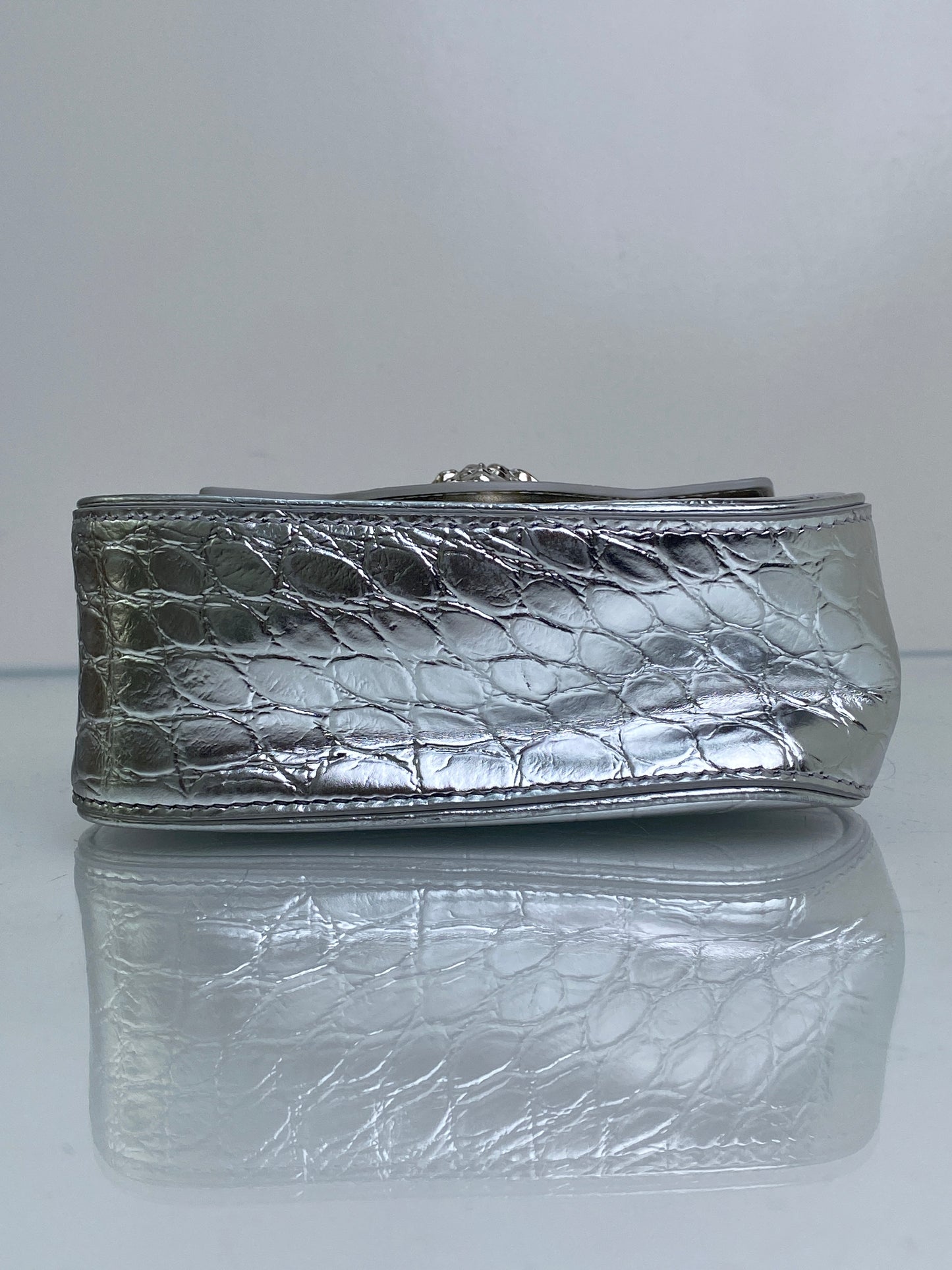 Versace Silver La Medusa Embossed Mini Top Handle Bag SHW