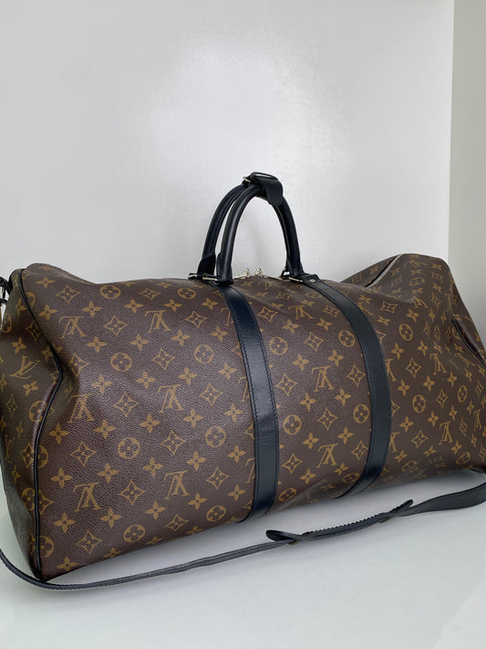 Louis Vuitton Keepall Bandouliere  Monogram Macassar 55 SHW