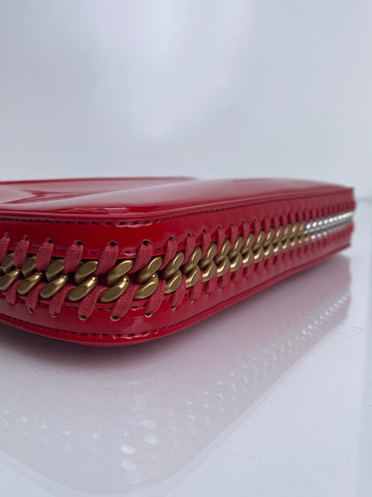 Stella McCartney Red Frayme Patent Faux Leather Shoulder Bag TTHW