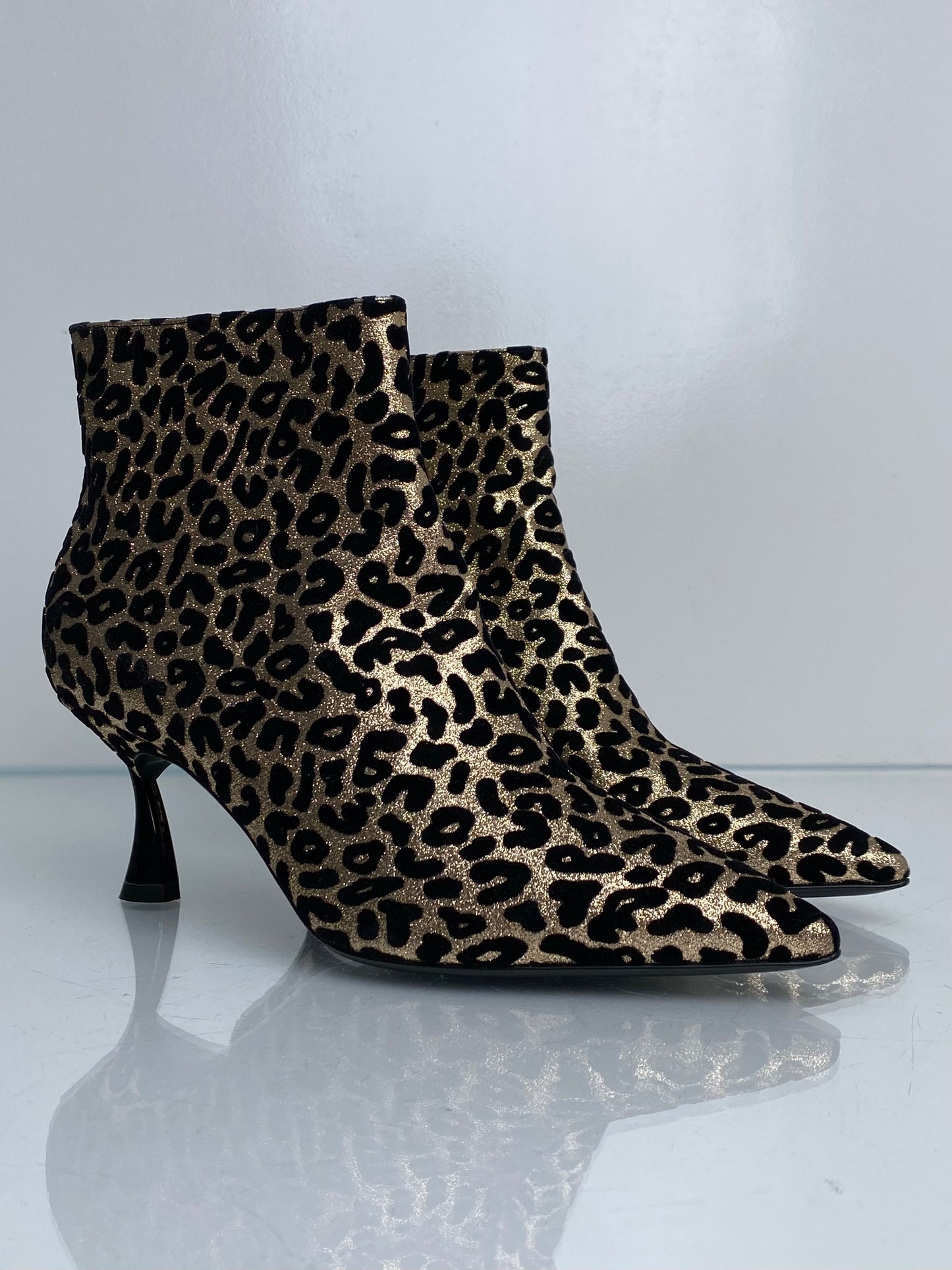 Casadei Leopard Shimmer Booties, 40