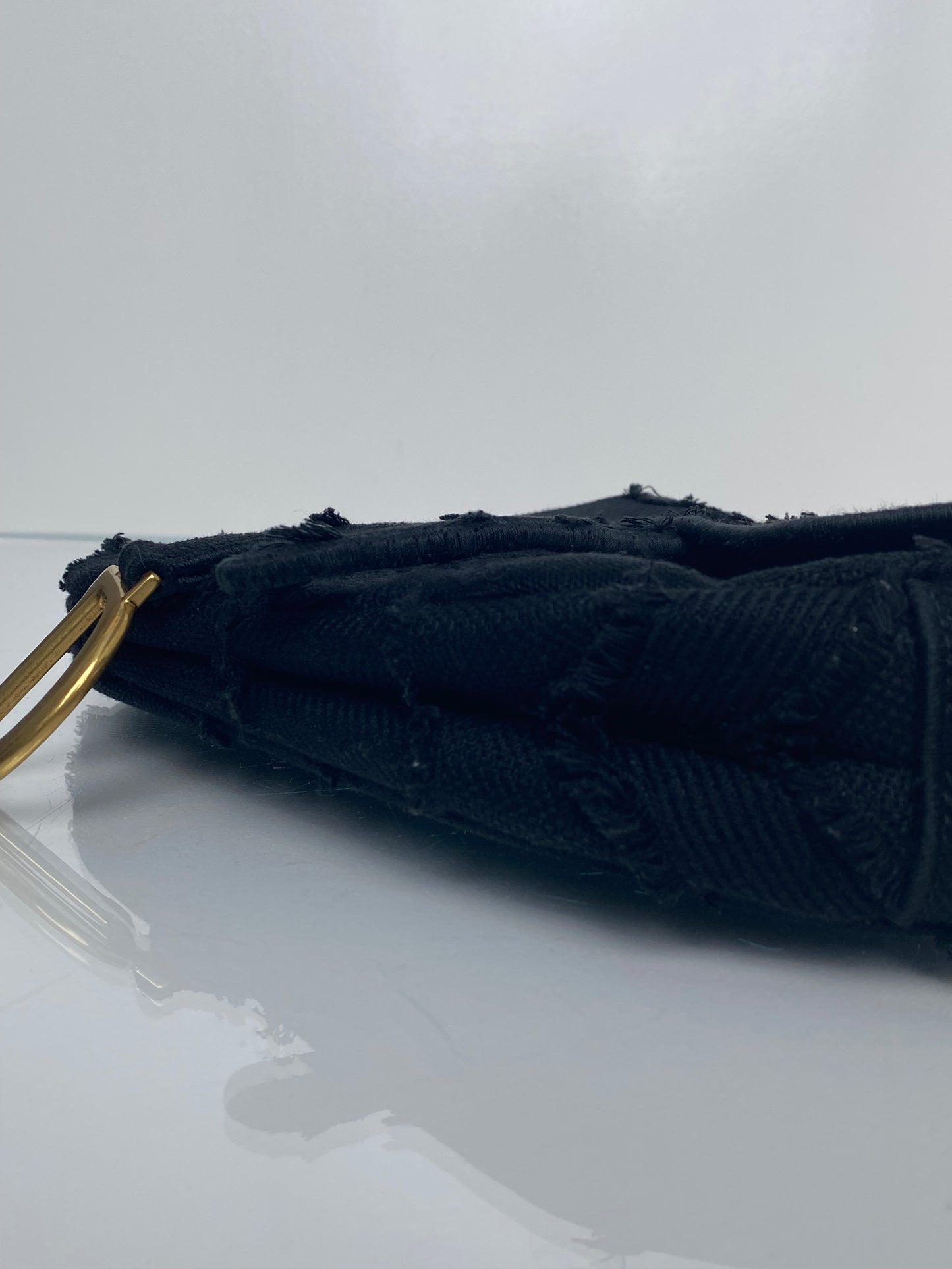 Dior Black Canvas Embroidered Saddle Bag GHW