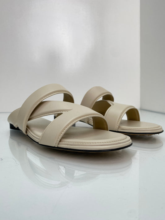 Bottega Veneta The Band Cream Sandals, 38.5