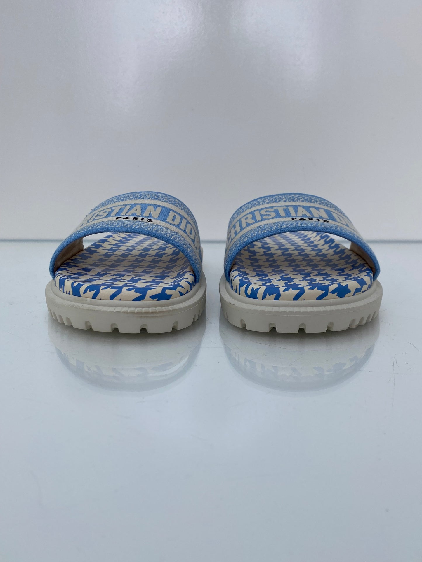 Christian Dior Blue Houndstooth Slides, 41