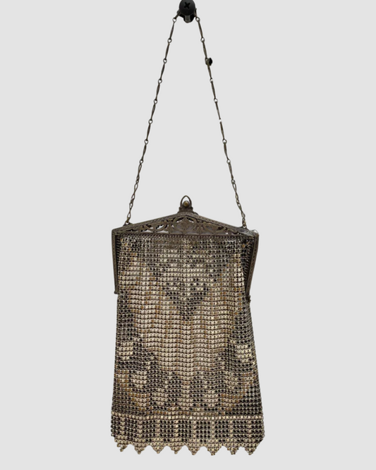 Vintage Metal Mesh Gold/White Purse