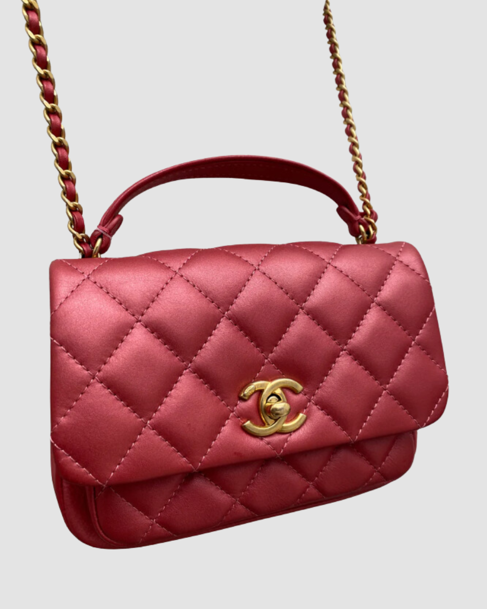 Chanel Small Metallic Pink Top Handle Crossbody – Airee Edwards