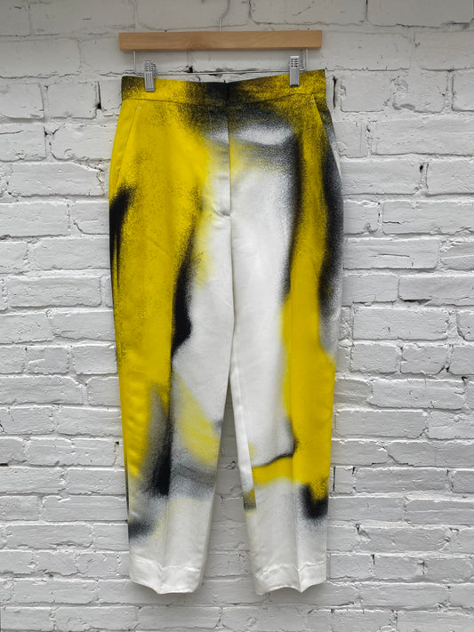 Alexander McQueen Yellow, White, & Black Spraypaint Pants, 44