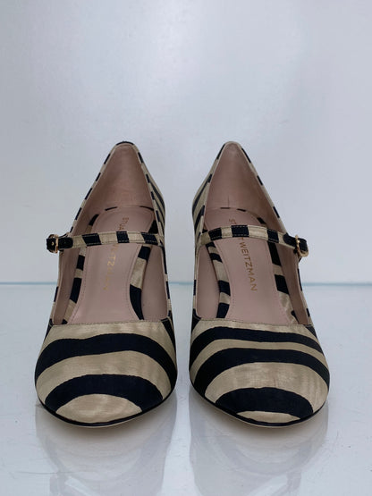 Stuart Weitzman Black & Tan Zebra Heels, 8B