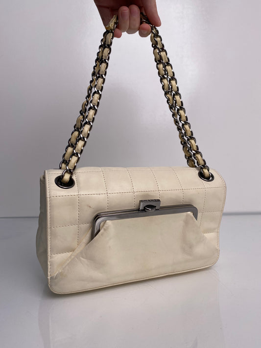 Chanel White Square Stitched Coin Pouch Bag