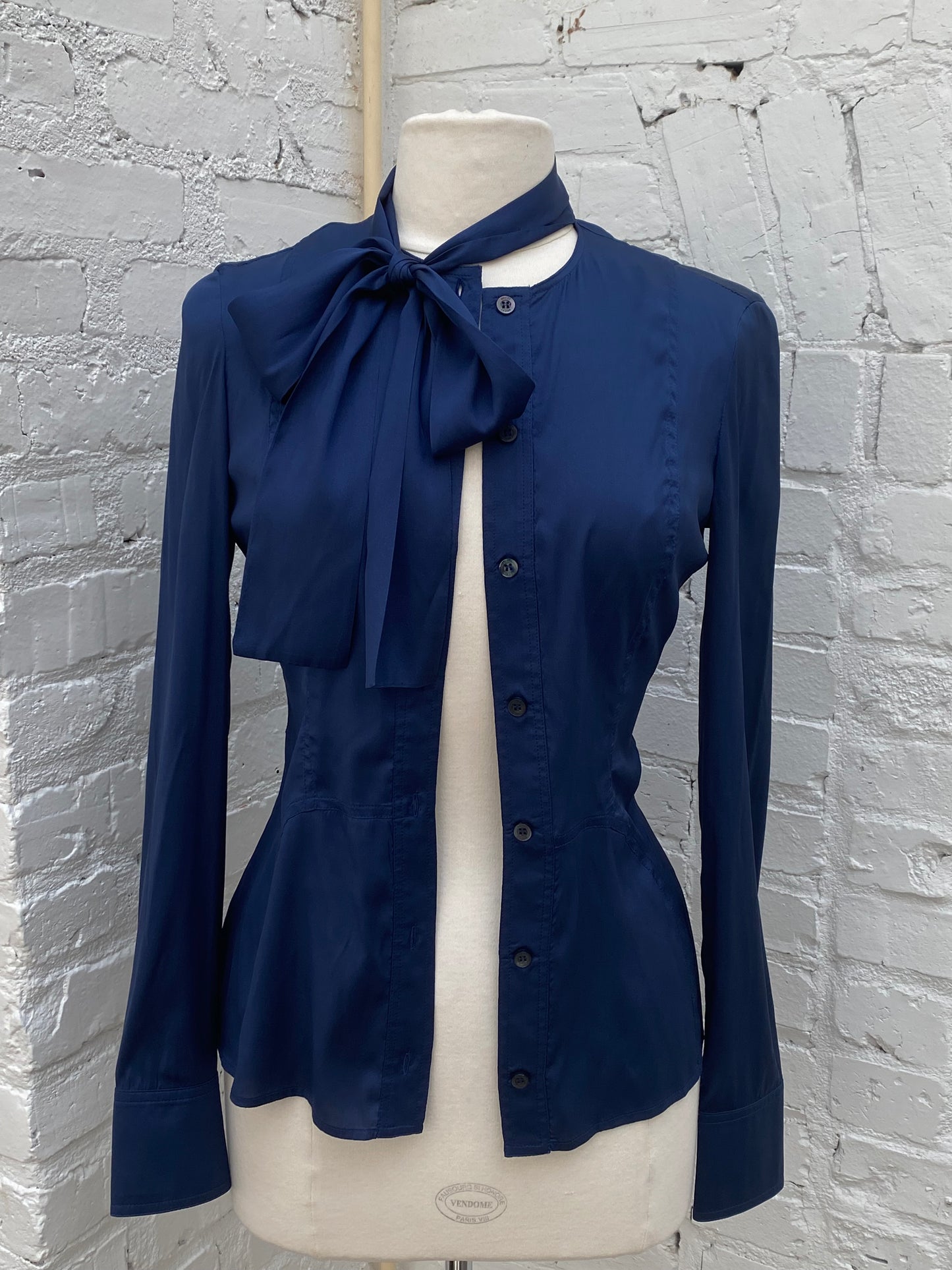 Gucci Navy Silk Blouse, 40