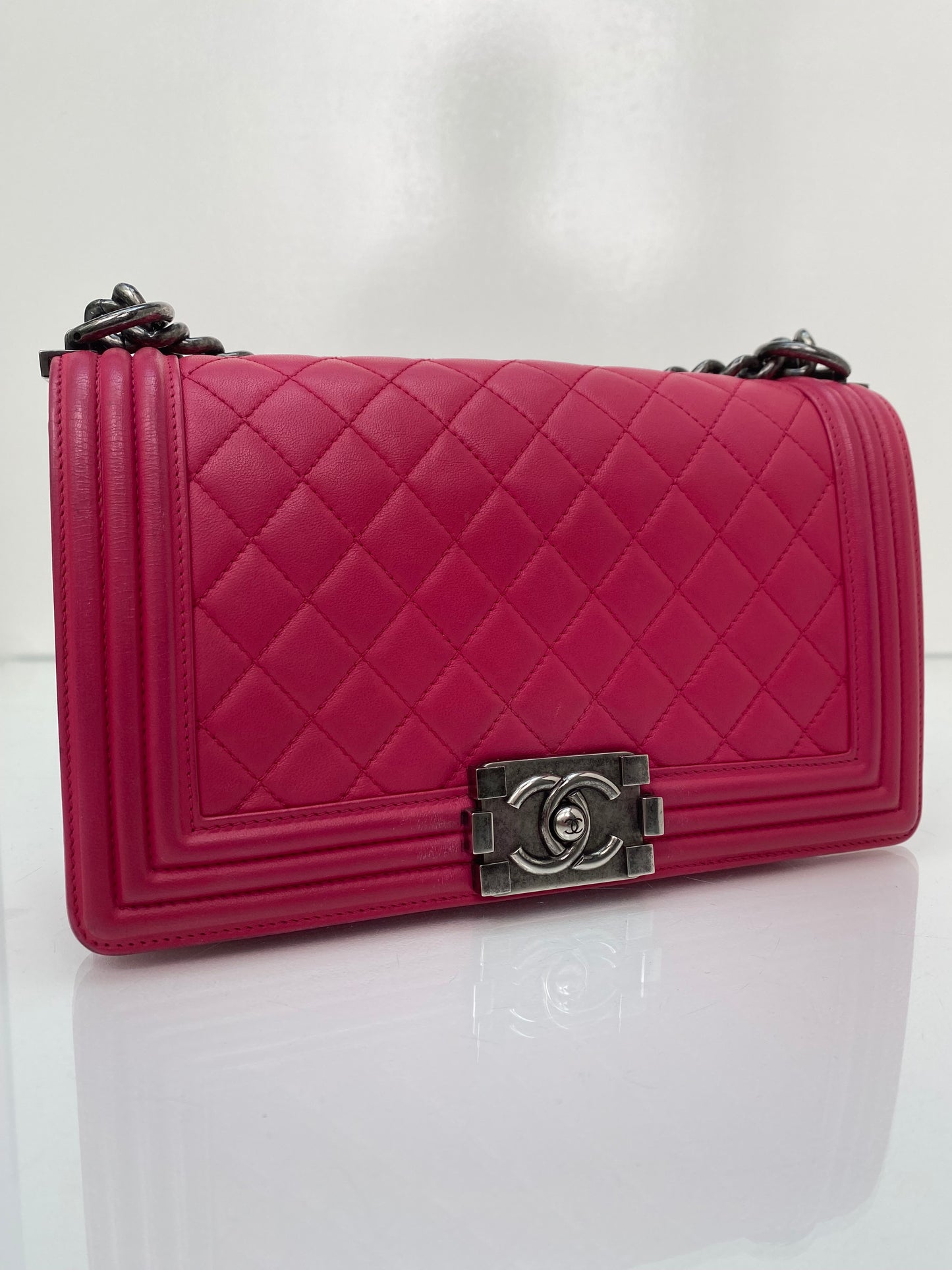 Chanel Pink Quilted Medium Boy Bag RHW