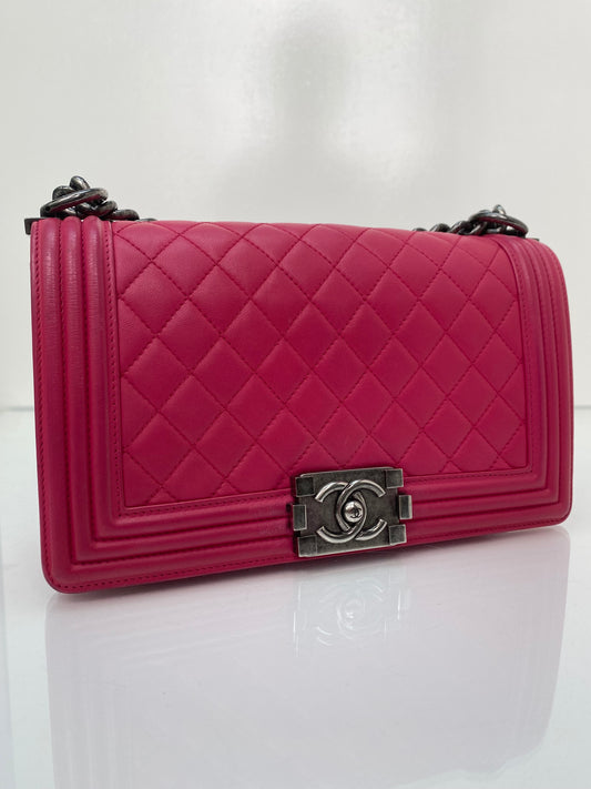 Chanel Pink Quilted Medium Boy Bag RHW