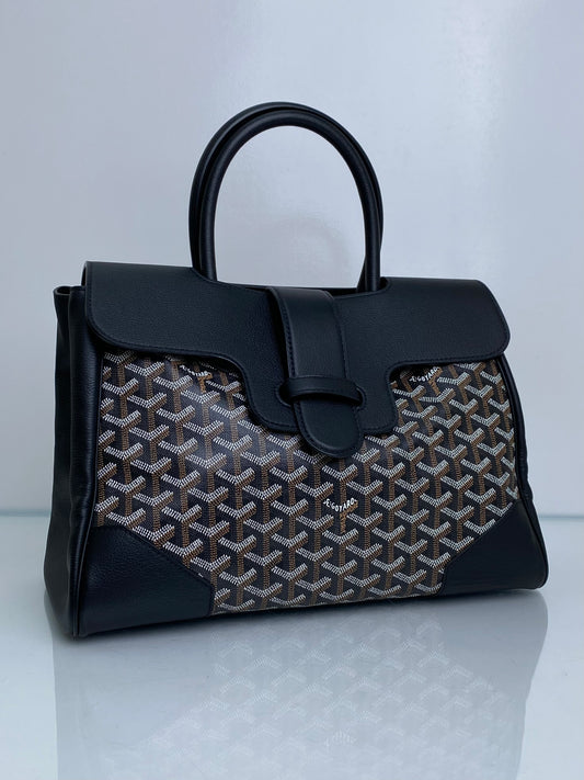 Goyard Black Goyardine Saigon Tote Bag SHW