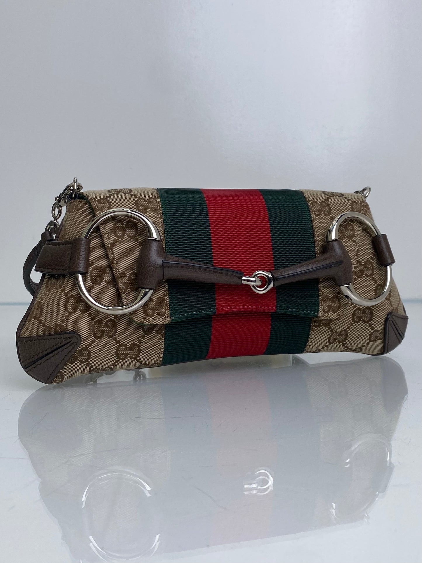 Gucci Supreme & Web Stripe Horsebit GG Small Shoulder Bag SHW