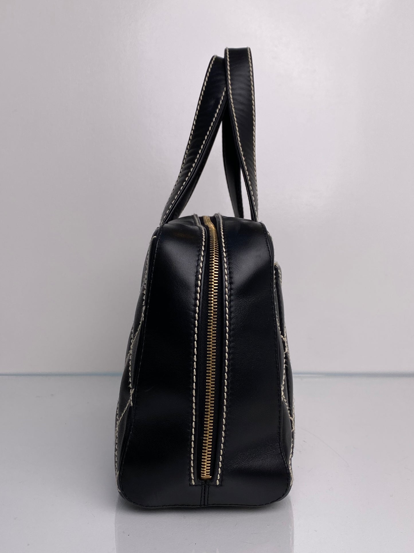 Chanel Wild Stitch Black Calfskin Tote Bowler GHW