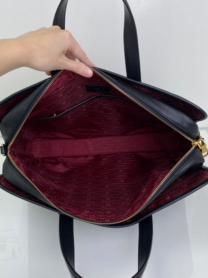 Loewe Black Leather Logo Tote GHW