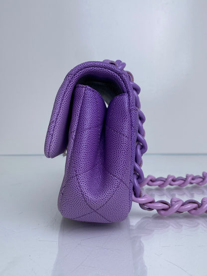 Chanel Mini Purple Ombre Flap Acrylic Chain Bag SHW
