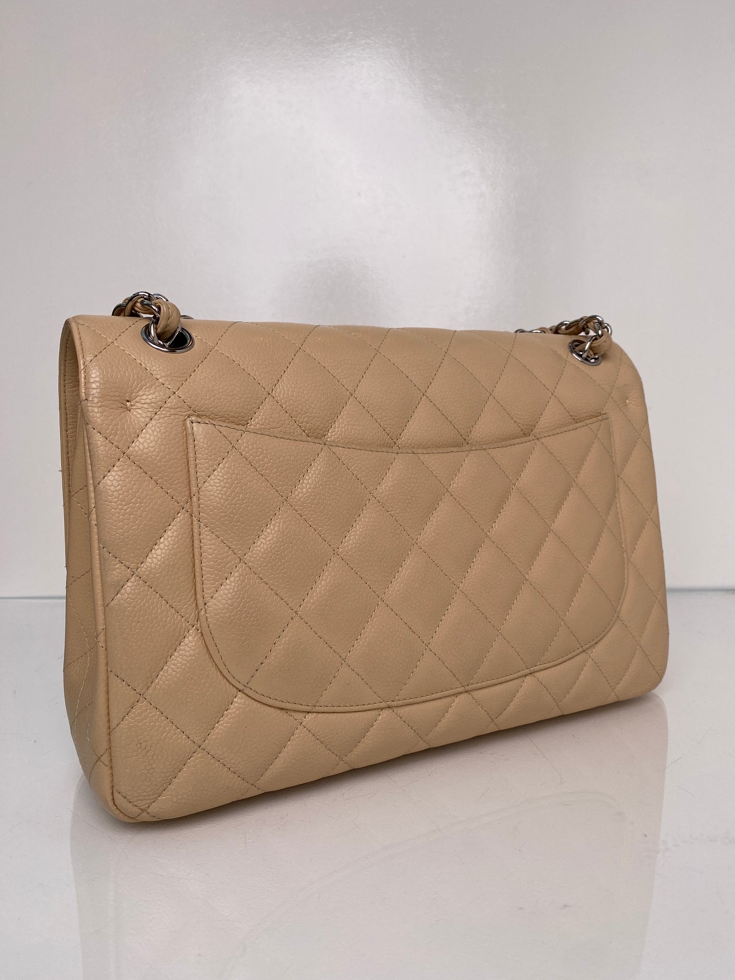 Chanel Jumbo Double Flap Beige Caviar SHW