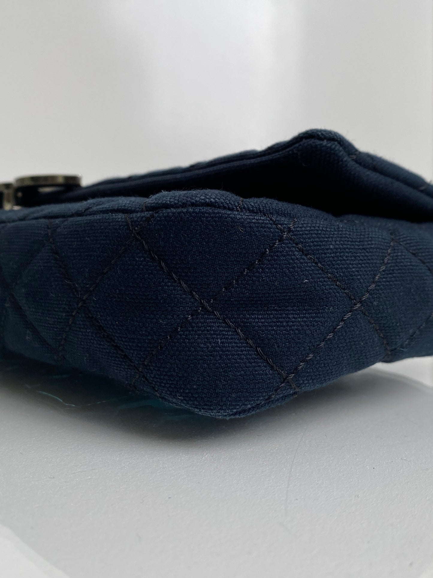 Chanel Cruise Black Canvas Quilted Clutch SHW