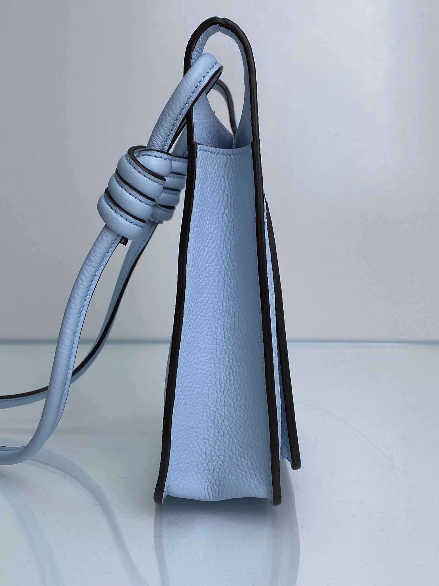 MCM Light Blue Logo Embossed Crossbody Bag