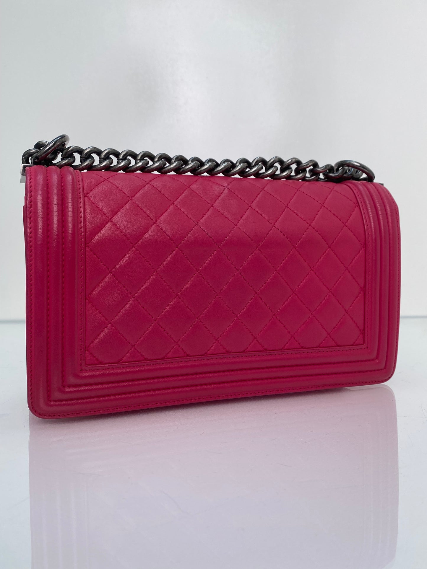 Chanel Pink Quilted Medium Boy Bag RHW