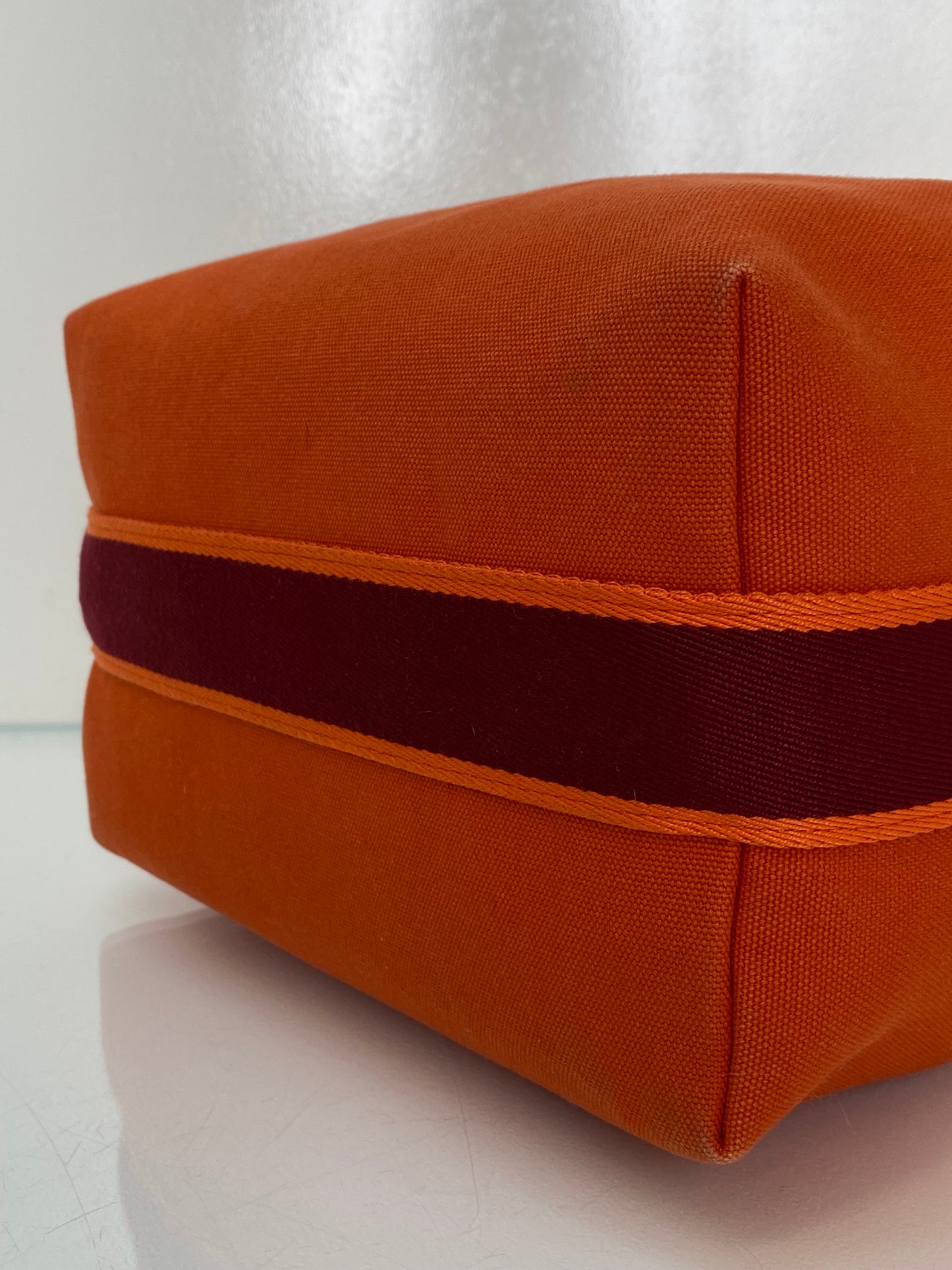 Hermes Brides de Brac Orange Toile Pouch SHW