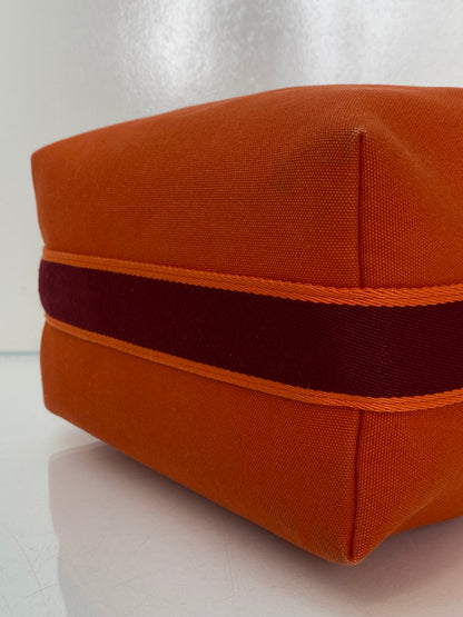 Hermes Brides de Brac Orange Toile Pouch SHW