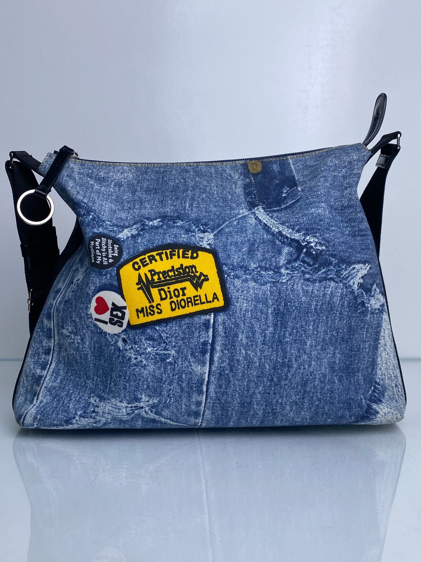 Christian Dior Miss Diorella Denim Print Messenger Bag SHW