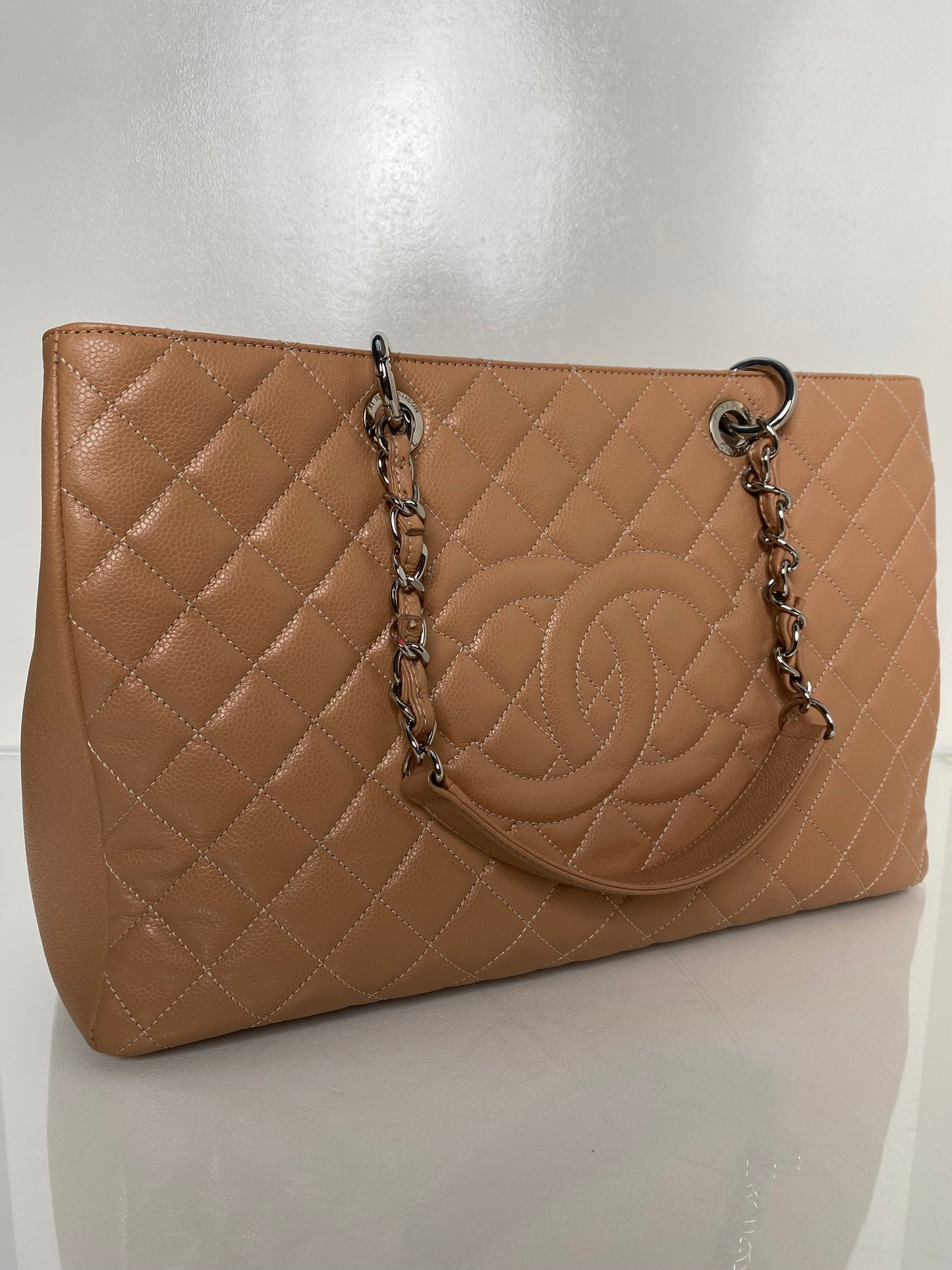 Chanel Dark Beige Caviar Quilted GST XL Bag SHW #17
