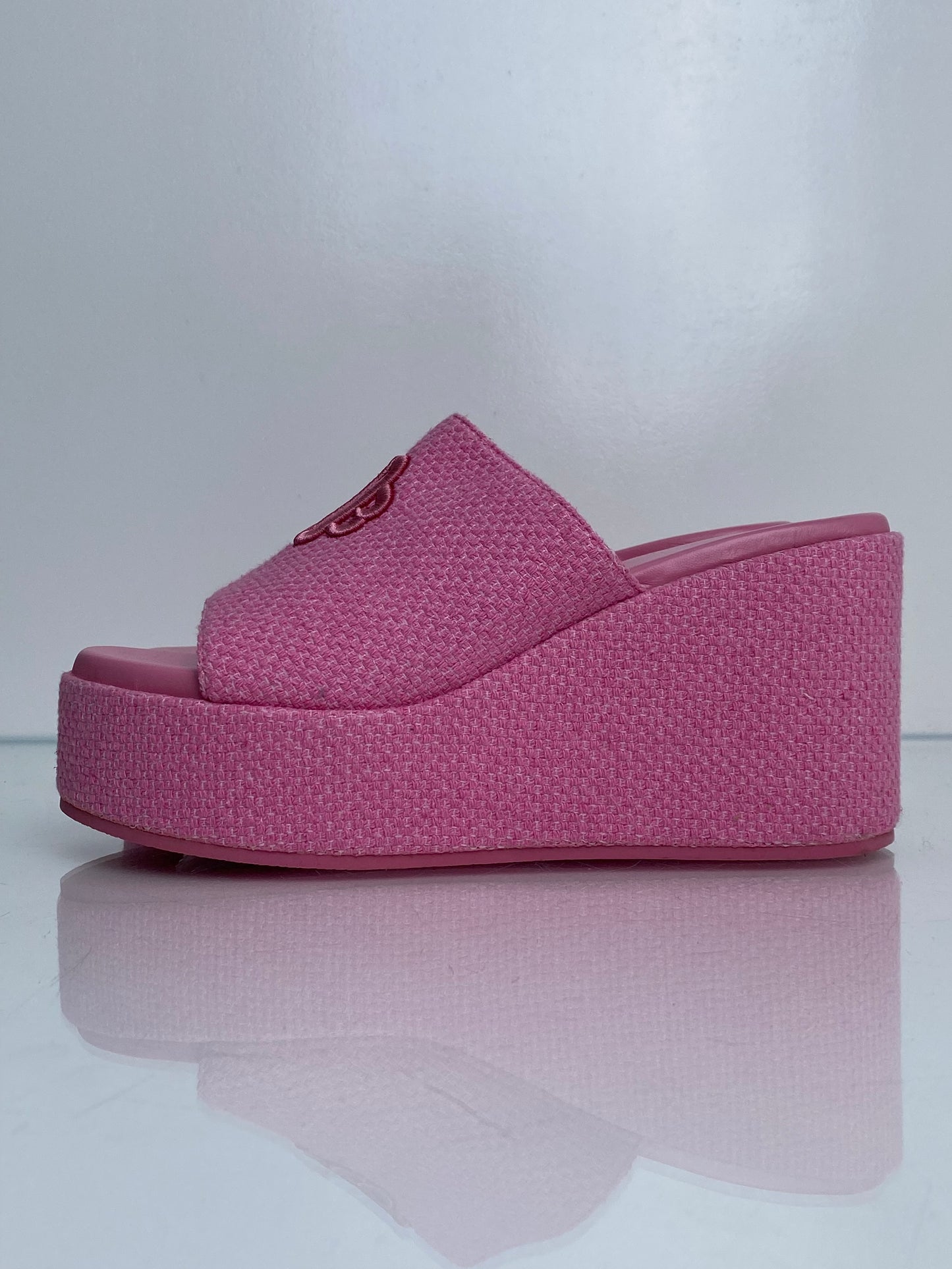Maje Pink Woven Platform Wedges, 41