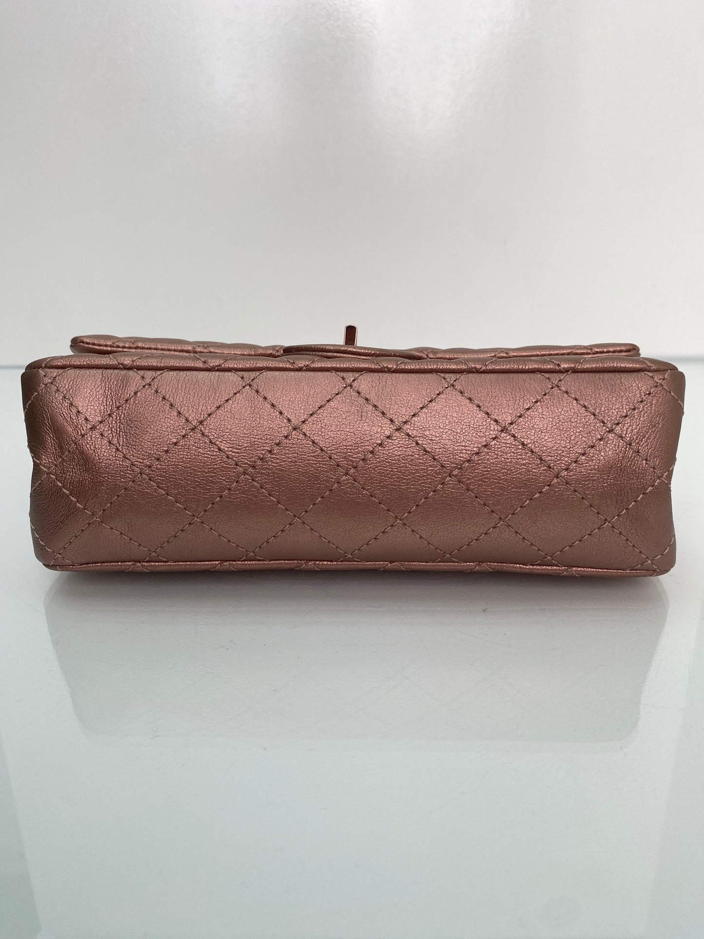 Chanel 225 Medium Double Flap Rose Gold Metallic Bag Reissue RGHW