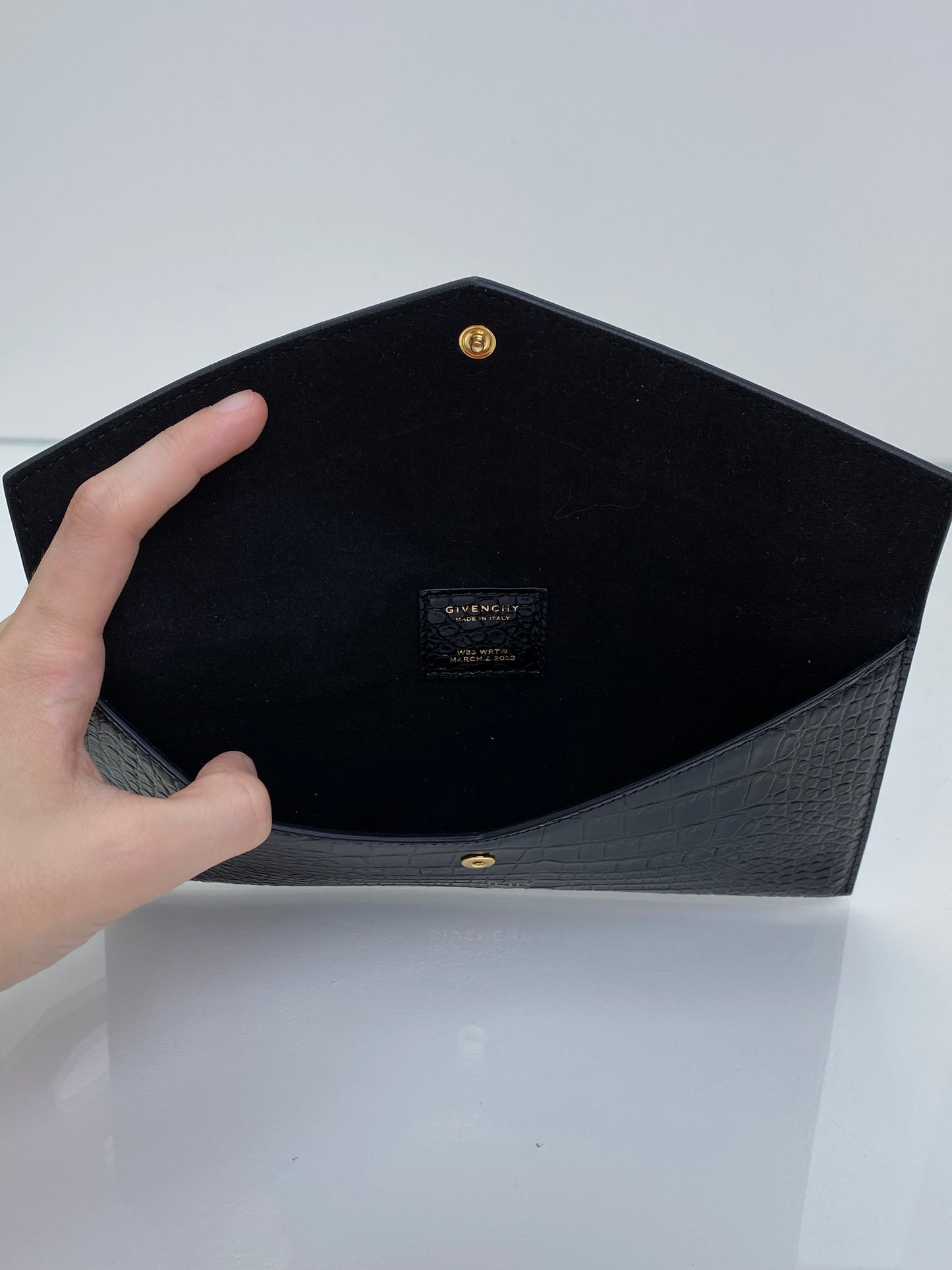 Givenchy Antigona Black Croc Embossed Mini Clutch