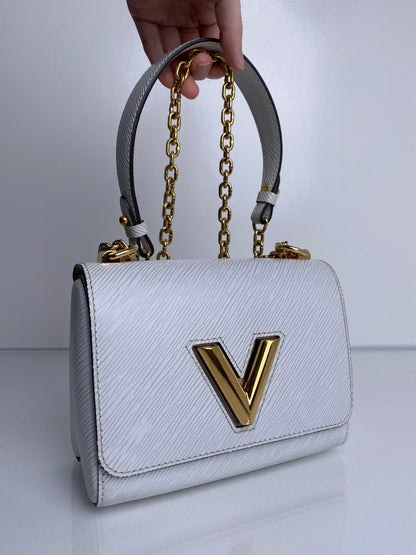Louis Vuitton White Twist Lock Epi Crossbody Bag GHW