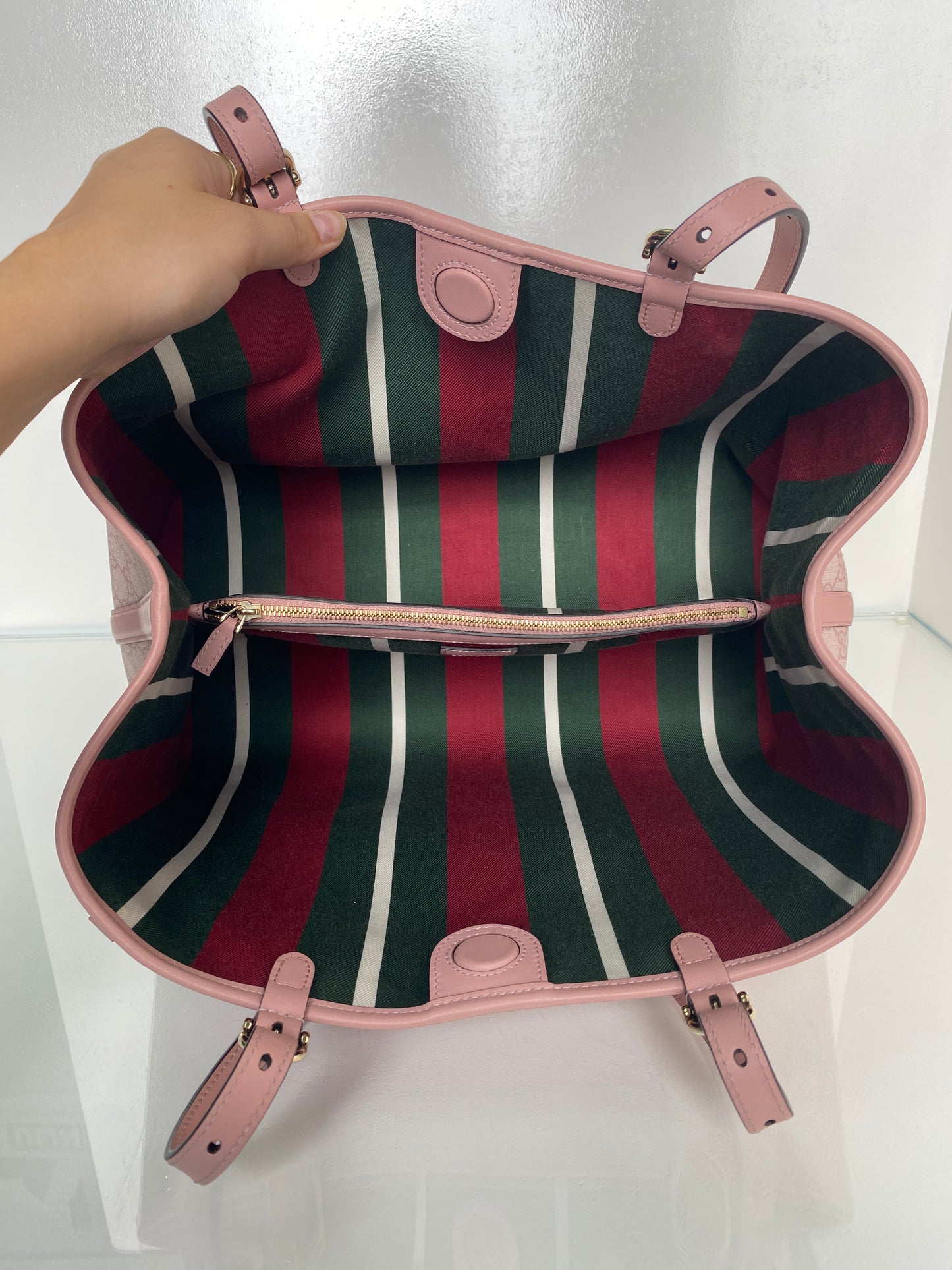 Gucci Pink GG Emblem Medium Tote Bag GHW