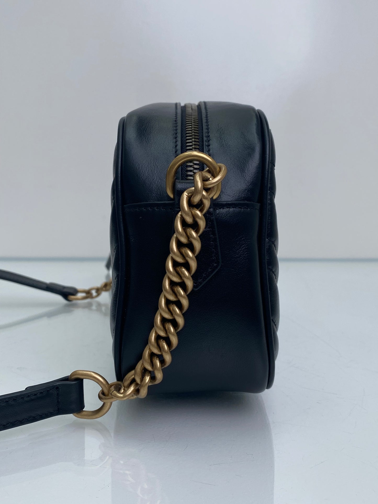 Gucci Marmont Black Large Camera Bag GHW