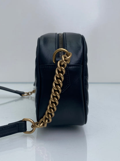 Gucci Marmont Black Large Camera Bag GHW