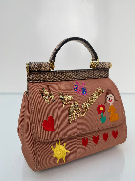 Dolce & Gabbana Nude & Multicolor Se La Mamma Piu Bella Del Mondo Miss Sicily Bag GHW