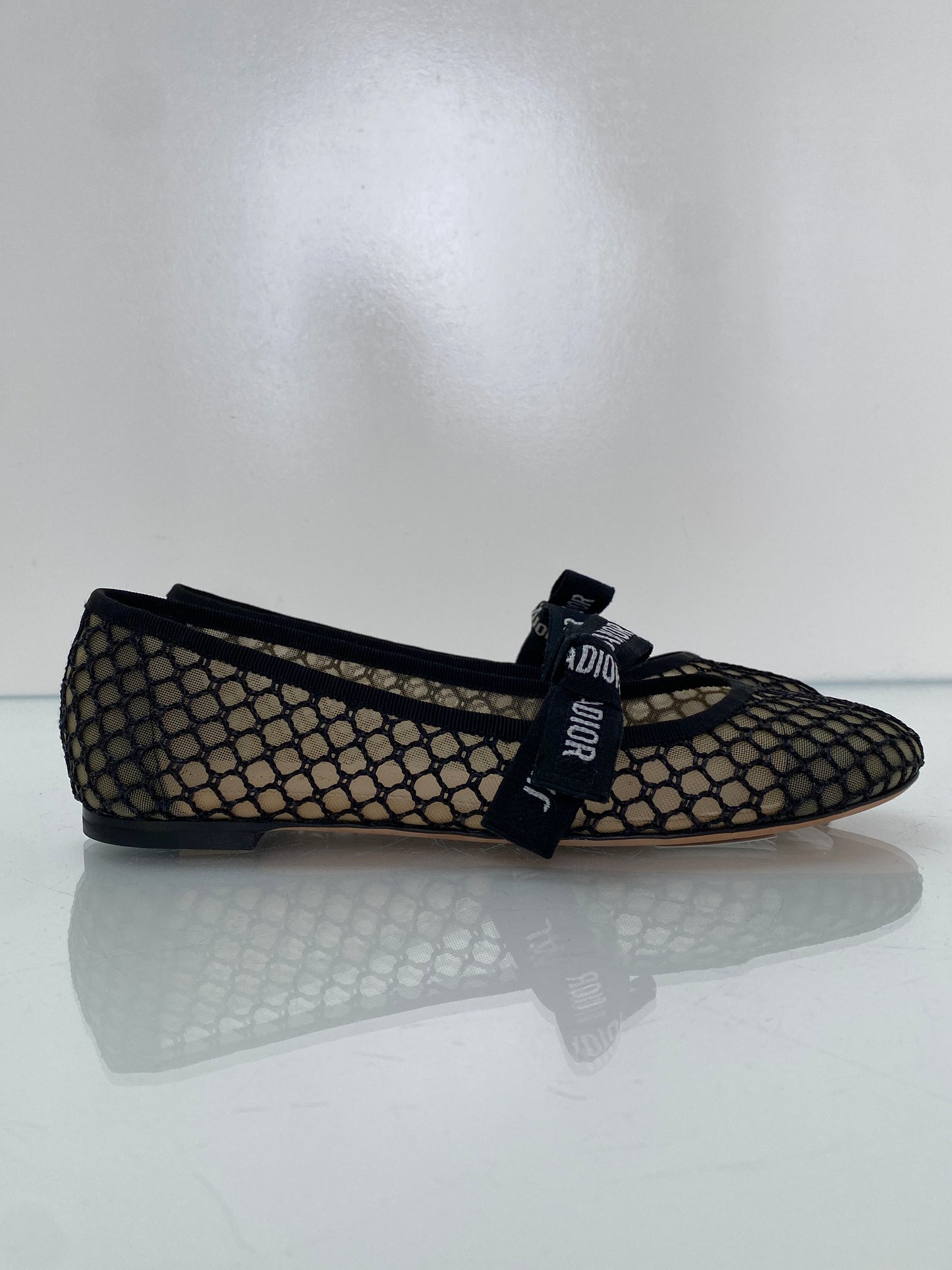 Dior Black Mesh Ballet Flats, 37.5