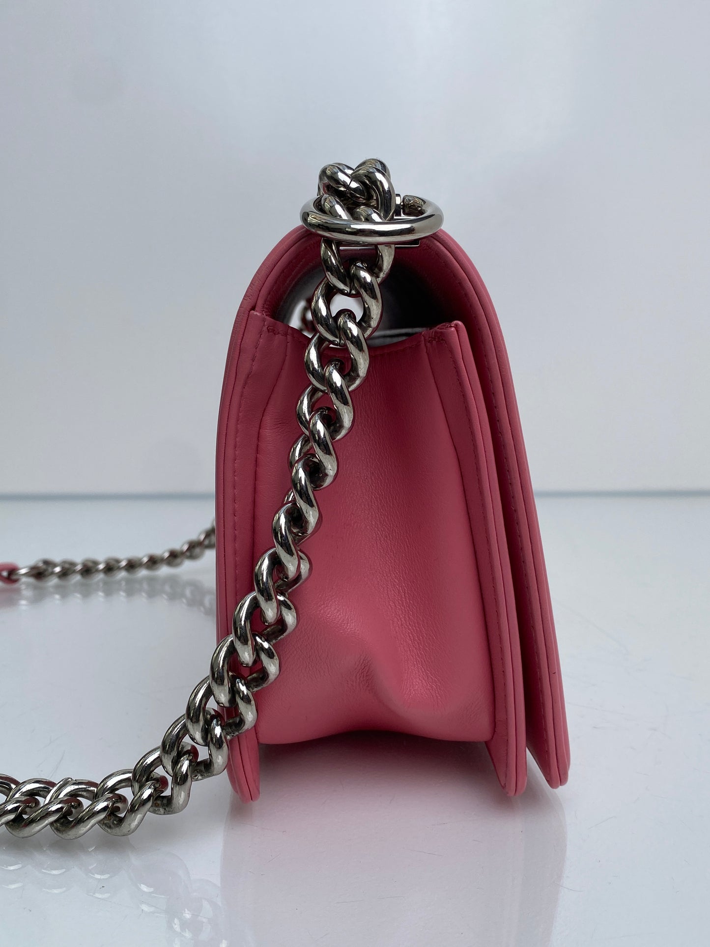 Chanel Pink Medium Chevron Boy Bag SHW #22