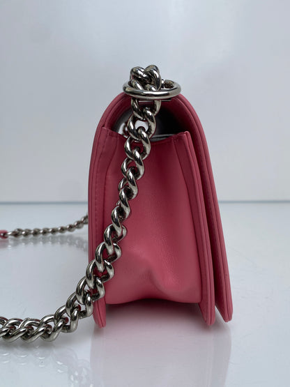 Chanel Pink Medium Chevron Boy Bag SHW #22