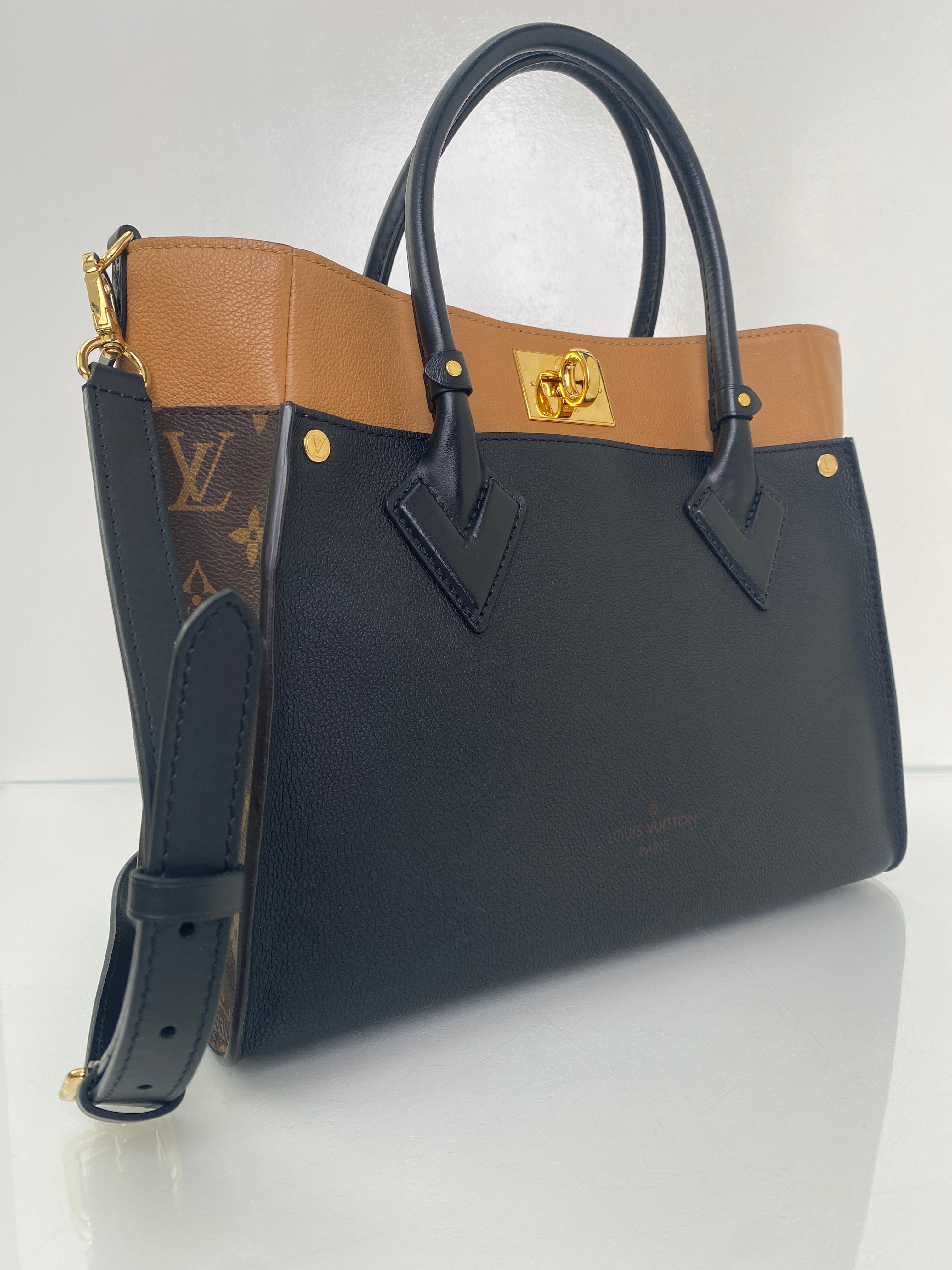 Louis Vuitton Black, Brown, & Monogram On My Side Tote Bag GHW
