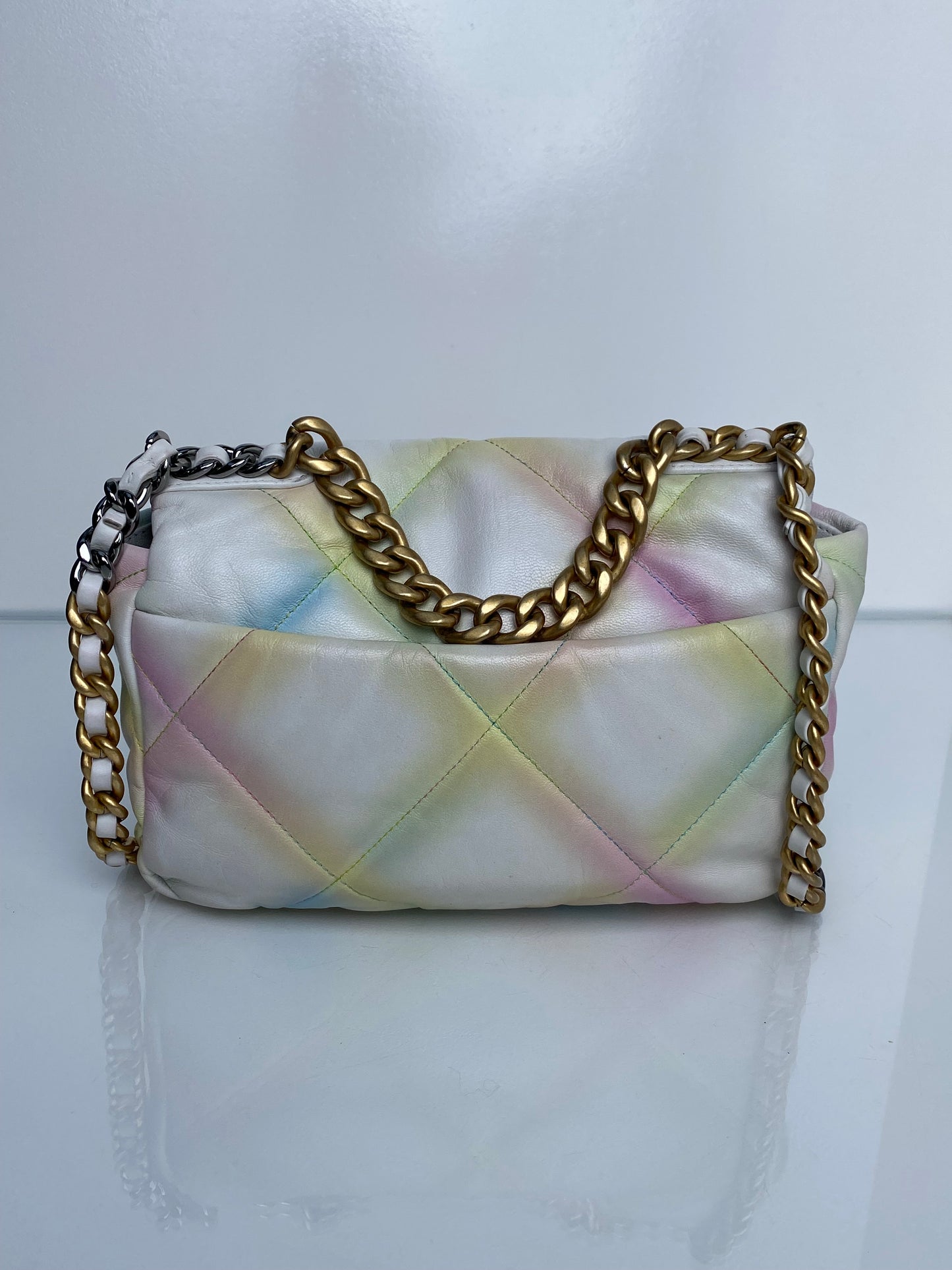 Chanel White & Multicolor Pastel Small 19 Bag TTHW