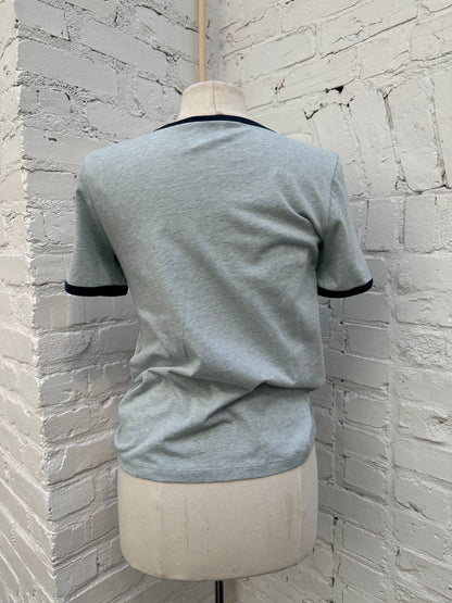 Celine Light  Blue & Navy Retro Logo T Shirt, M