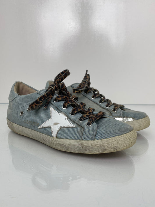 Golden Goose Denim & White Star Sneakers, 38
