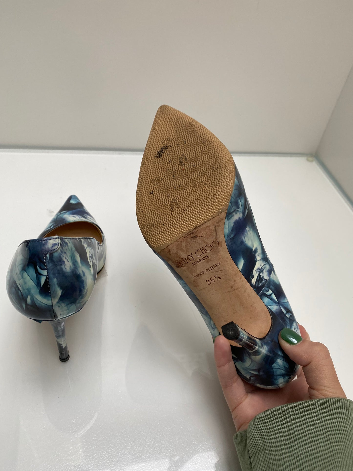 Jimmy Choo Patent Blue Heels 36