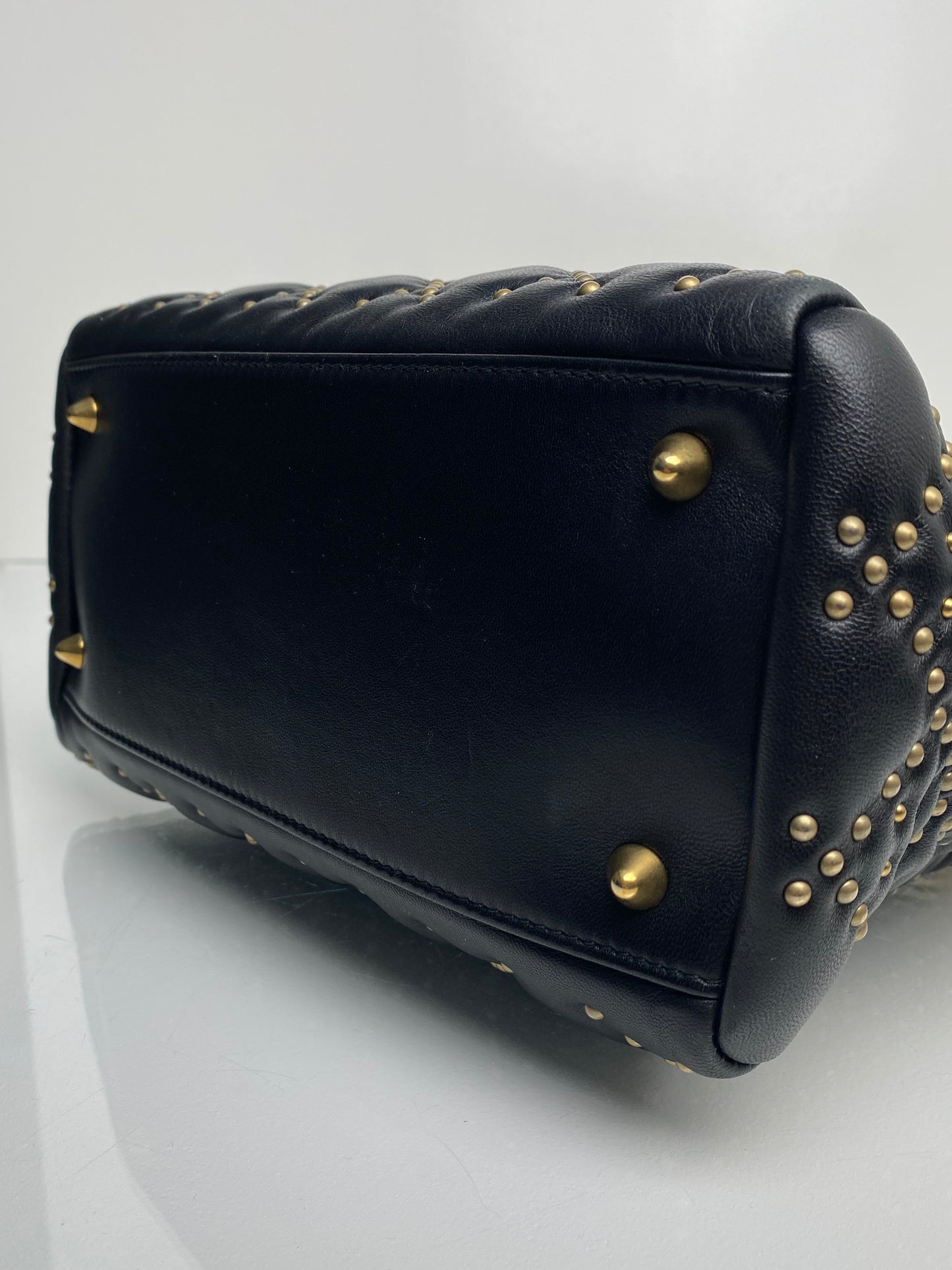 Dior Black Studded Lady Dior Medium GHW