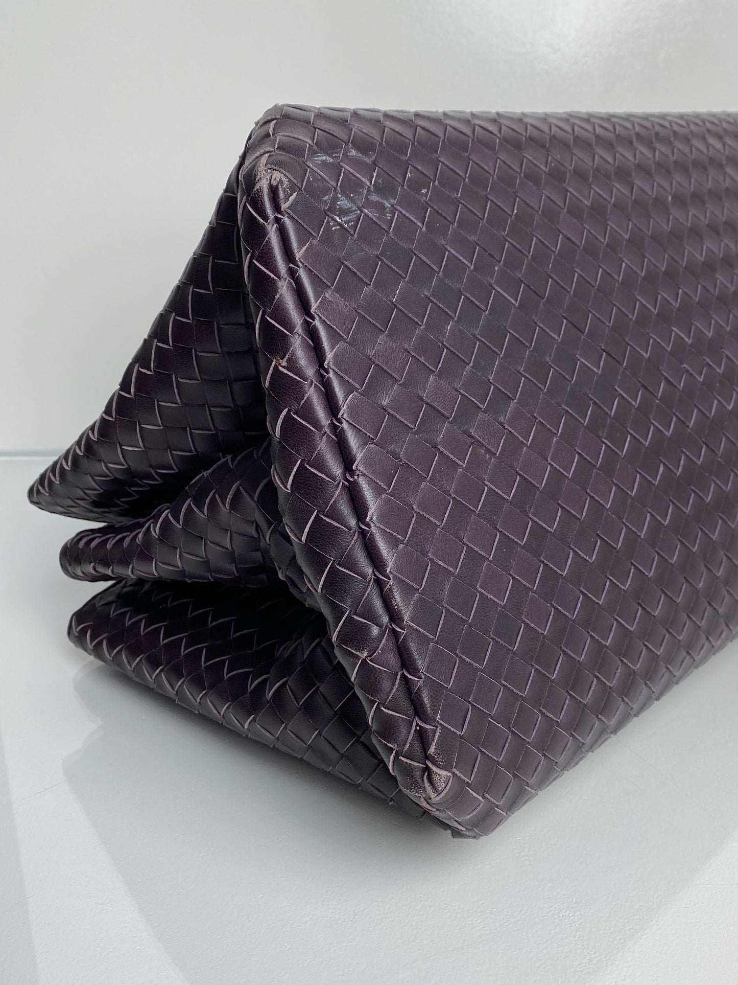 Bottega Veneta Dark Eggplant/Brown Intrecciato Roma Tote Bag GHW