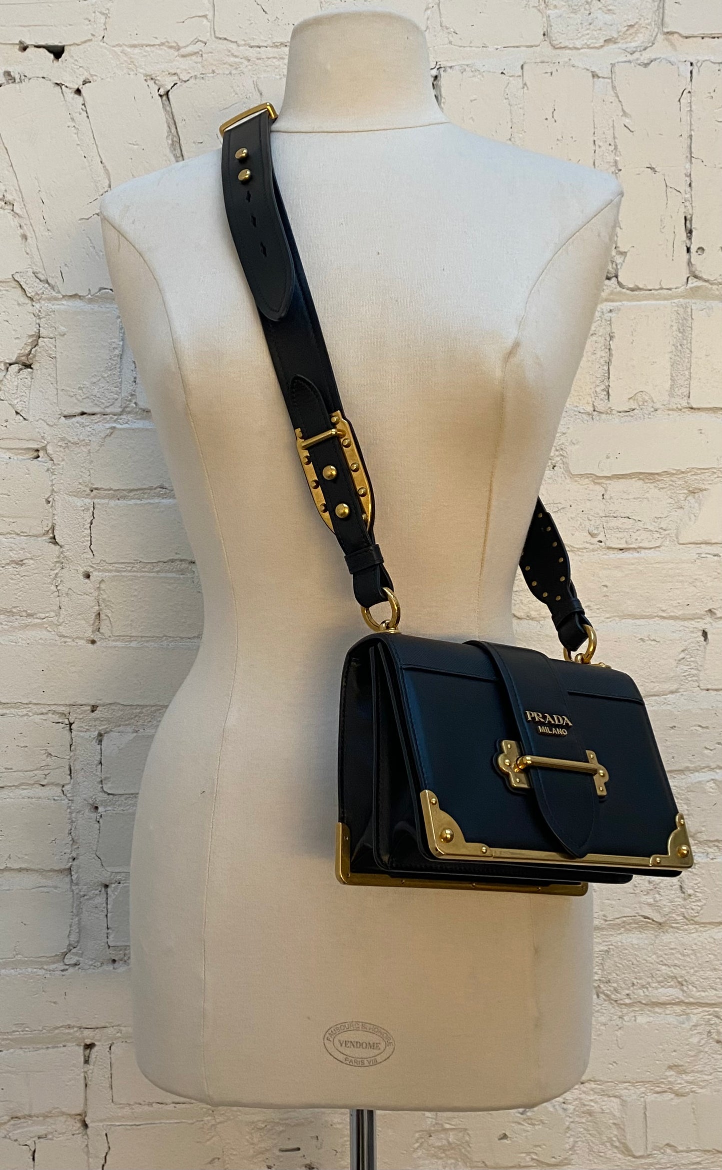 Prada Black Refined Elegance Crossbody Bag GHW